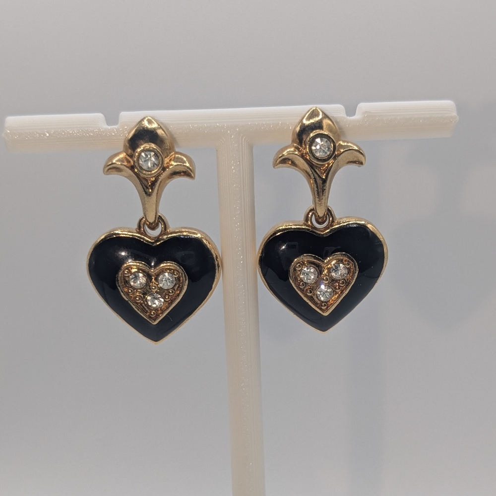 Vintage Avon Gold And Black Enamel Earrings - Picture 2 of 3